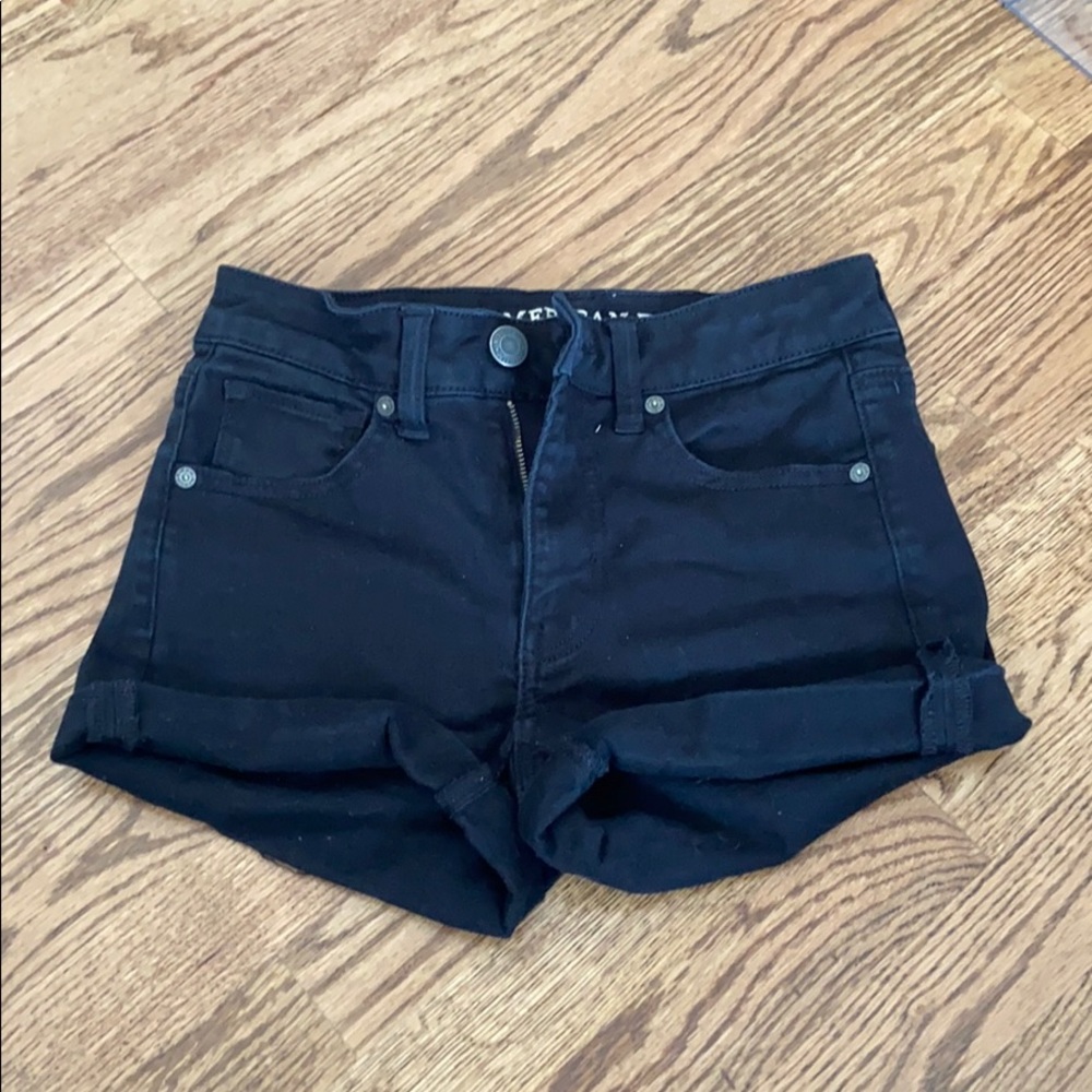 AEO Black Midi Jean Shorts